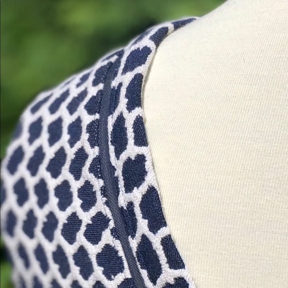 Reiss Alberto Jacquard Navy and White Dress Sz 8 - Picture 3 of 5